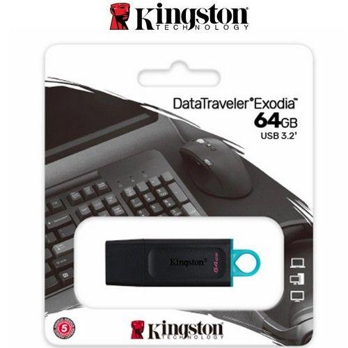 Kingston USB Drive 3.2 DataTraveler Exodia 64GB 3.2 Flash Drive DTX/64GB Blue - Default - Brand New