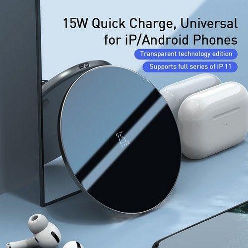 Baseus Wireless Phone Charger Simple 15W Charger Black For iPhone13 12 Samsung