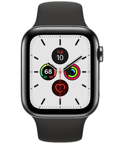 Apple Watch Series 5 Aluminum 44mm (GPS + Cellular) Black Sport Band - 32GB - Space Grey - Good