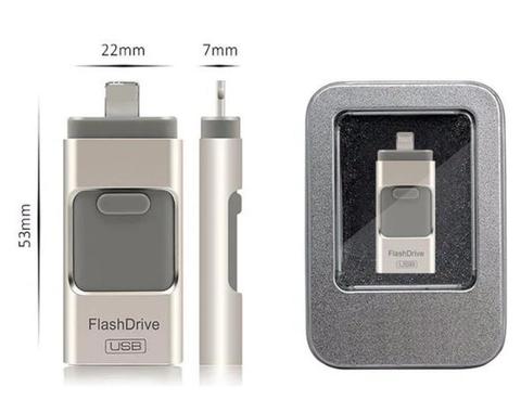 OTG USB Flash Drive for iPhones, iPads, Androids, Laptops with Metal Box - 32GB - Silver - Brand New